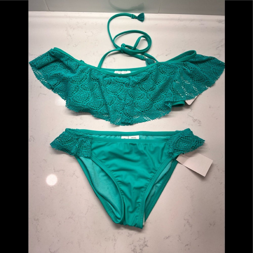 NWT Heart and Harmony Aqua Eyelet Girls Swimsuit